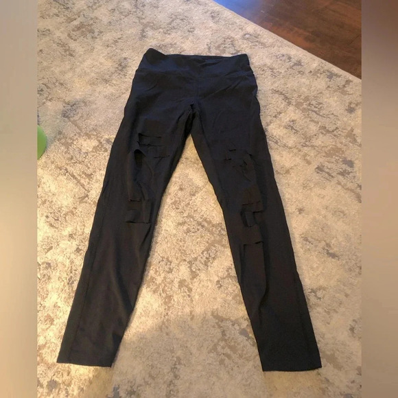 Zyia Black Slash Lux Ripped Leggings - Picture 1 of 4